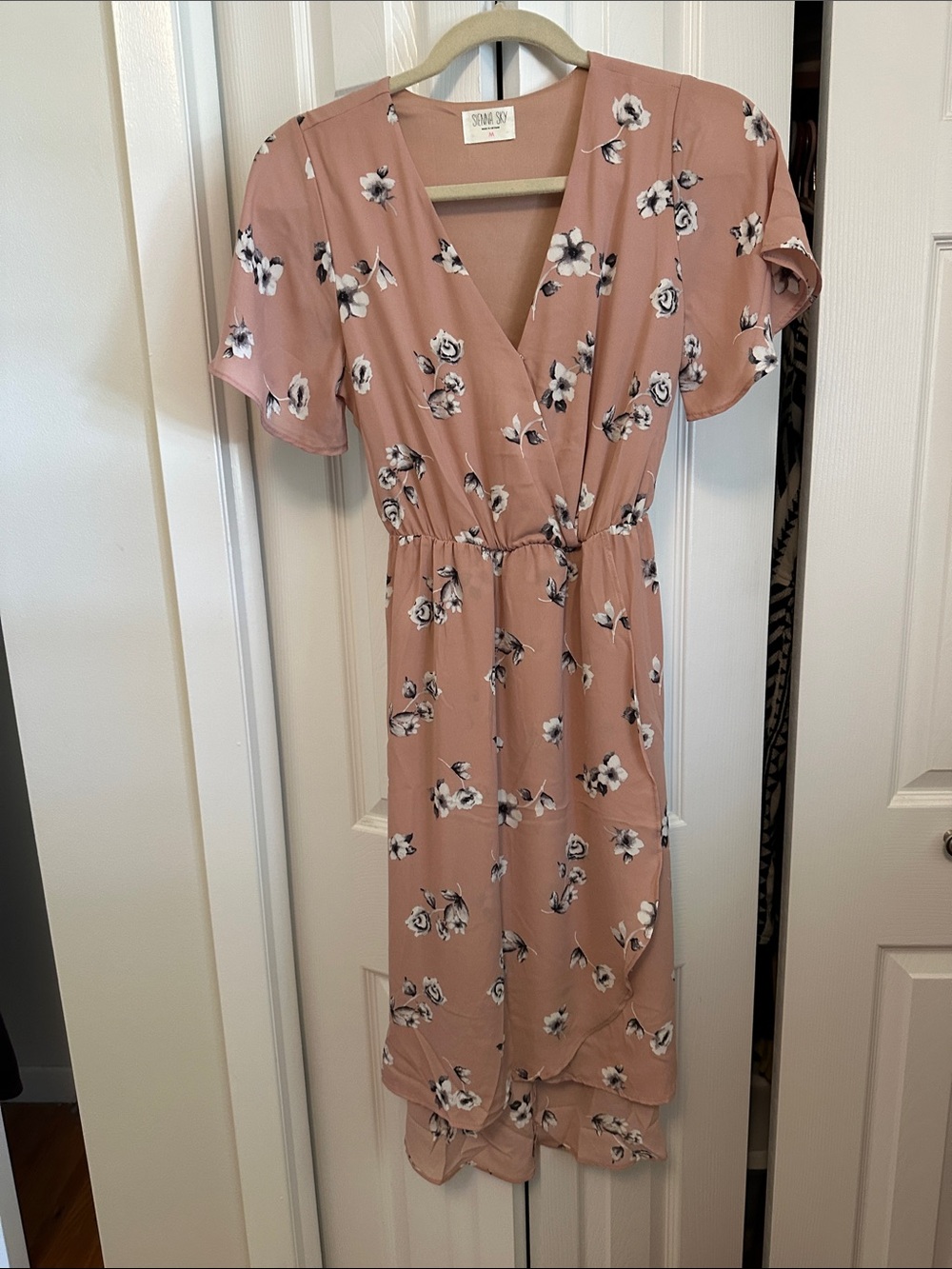 Sienna Sky Dusty Rose Floral Faux-Wrap Midi Dress